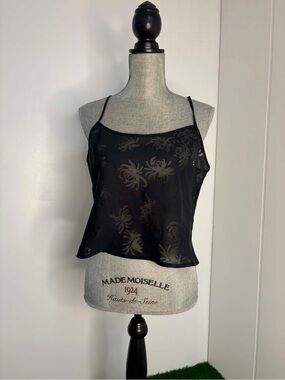 Calvin Klein Black Floral Sheer Camisole Tank